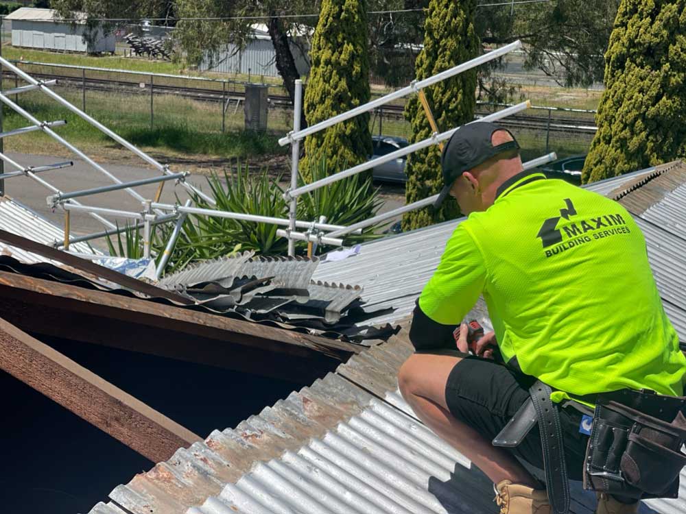 Metal Roof under Repair by Qualified Builder